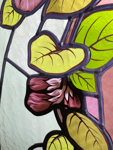 KOENIG & LAFITTE - Art Nouveau stained glass window with bindweed-8