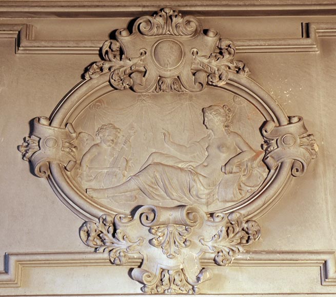 Monumental antique Neo-Renaissance style stone mantel coming from the Chateau of Montgeon-3