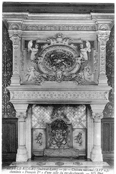 Monumental antique Neo-Renaissance style stone mantel coming from the Chateau of Montgeon-13