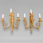 Pair of Louis XVI style ormolu sconces in the shape of a quiver