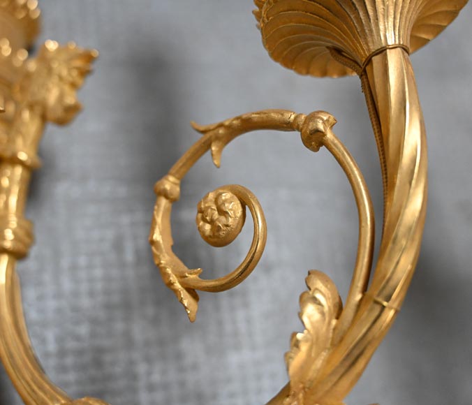 Pair of Louis XVI style ormolu sconces in the shape of a quiver-4