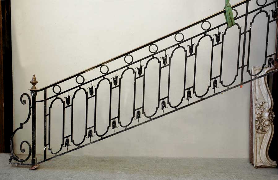 Cast iron banister with brass hand rail-9