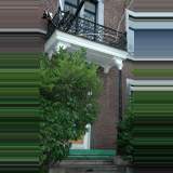 Cast iron balcony and pair of columns
