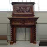 Antique 19th century Walnut Mantel and Hood with spiral columns