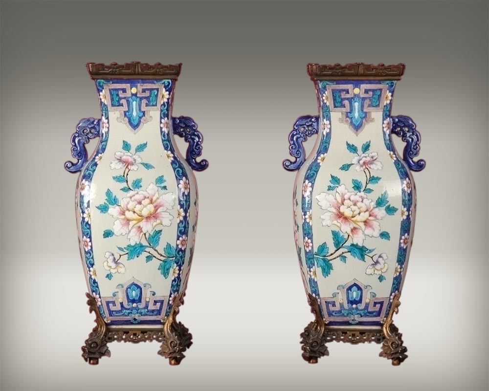 Pair of Japenese Vases by Alphonse Giroux and Charles Ficquenet-0