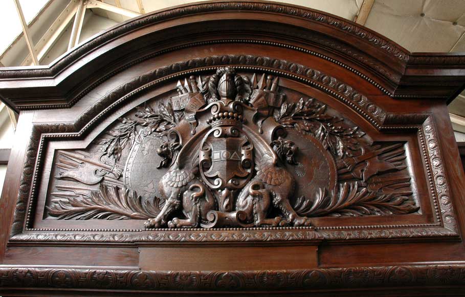 Large Oak antique mantel with Hood from a Chateau-1