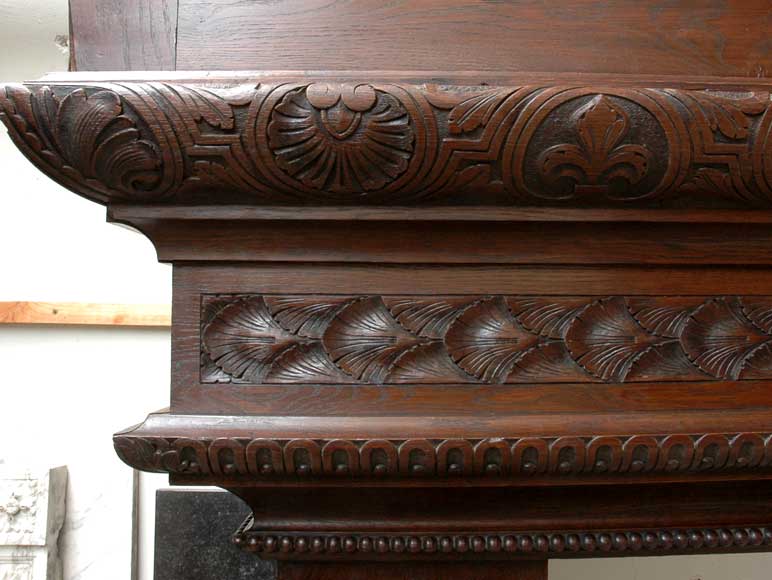 Large Oak antique mantel with Hood from a Chateau-7