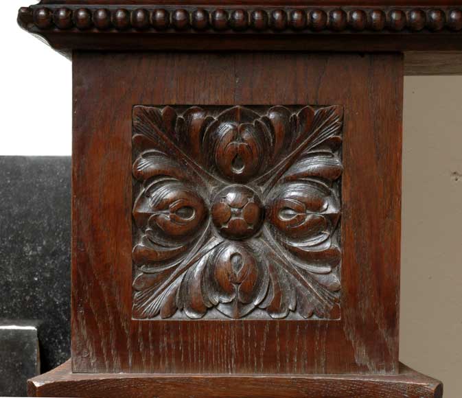 Large Oak antique mantel with Hood from a Chateau-8