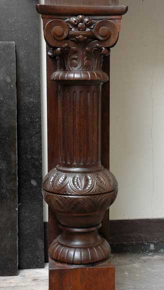 Large Oak antique mantel with Hood from a Chateau-9