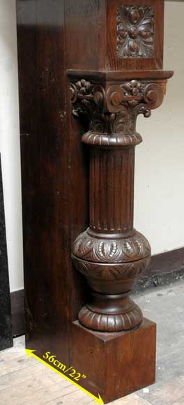 Large Oak antique mantel with Hood from a Chateau-10