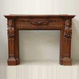 Antique Oak Mantel with Caryatids 