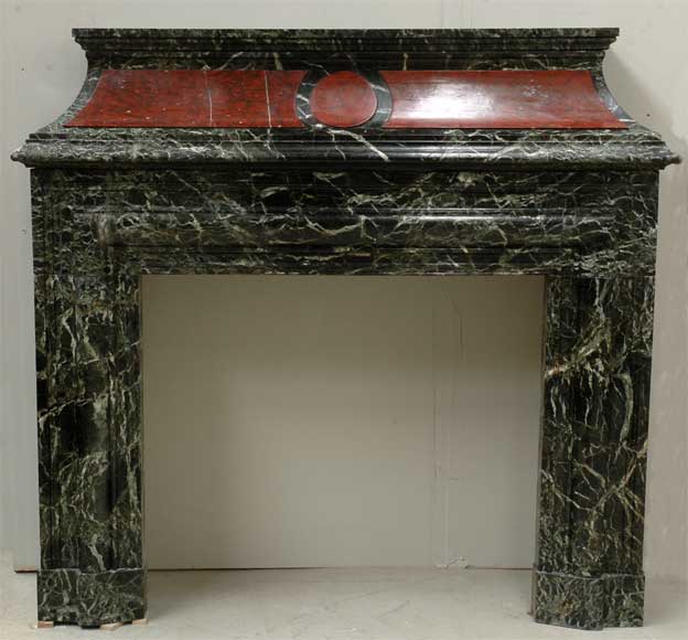 Antique hooded fireplace made out of  Sea Green marble with Red Griotte marble-0