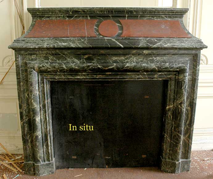 Antique hooded fireplace made out of  Sea Green marble with Red Griotte marble-7
