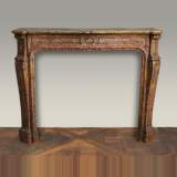 Antique Brocatelle marble Pompadour mantel