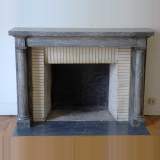 Antique Grey Turquin Empire period marble mantel with columns