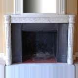 Antique Louis XVI period white marble mantel with pilaster columns