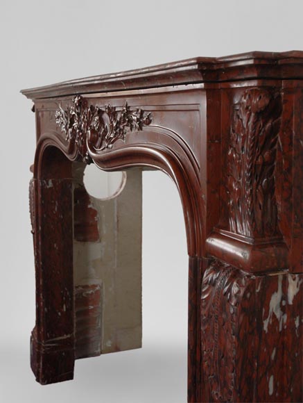 19th Century red Griotte marble mantel-7