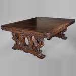 Beautiful antique Neo-Renaissance style walnut carved table with lions and mythical animals
