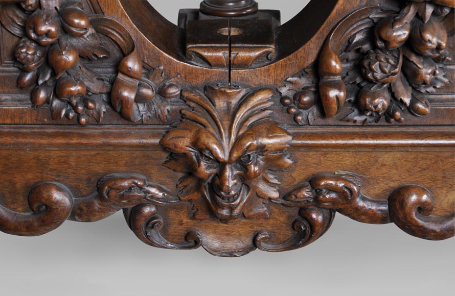 Beautiful antique Neo-Renaissance style walnut carved table with lions and mythical animals-6