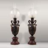 Ferdinand BARBEDIENNE - Pair of Neo-Classic bronze lamps after a model by Clodion
