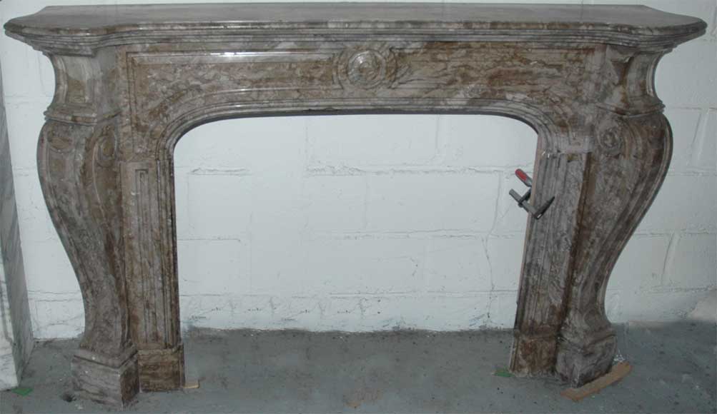 Antique Louis XV style fireplace in marble Antique Louis XV style fireplace in marble-0