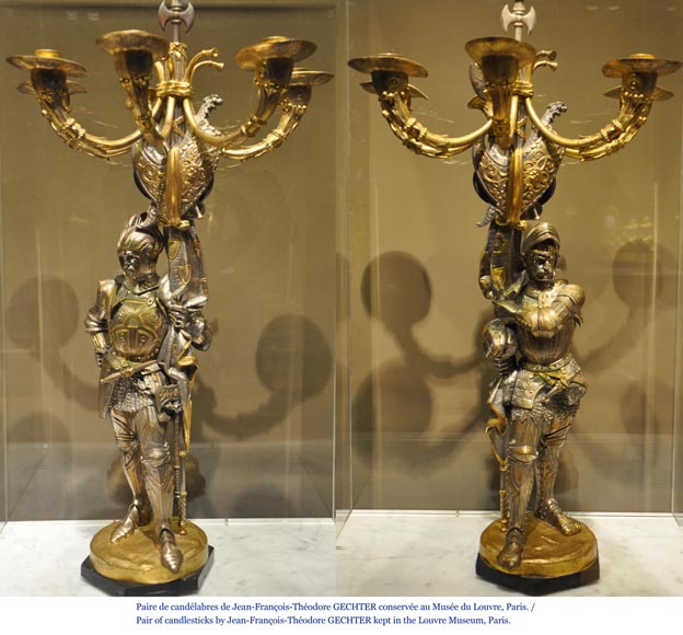 Jean-François GECHTER (1796-1844) - Pair of candlesticks with warriors-6