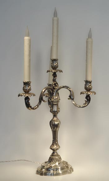 Exceptional pair of Louis XV Style Silver Candlesticks by BOIN TABURET Manufacture-1