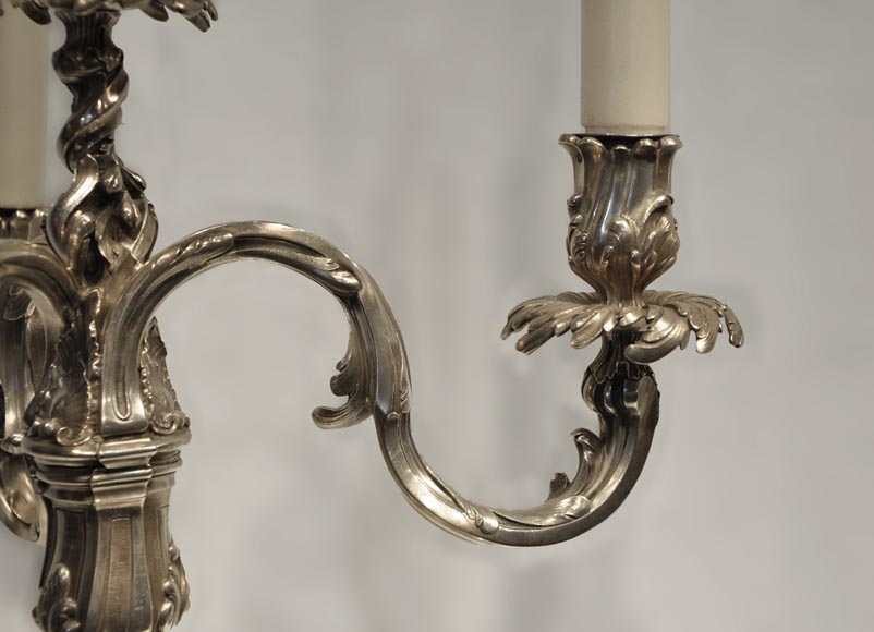 Exceptional pair of Louis XV Style Silver Candlesticks by BOIN TABURET Manufacture-2