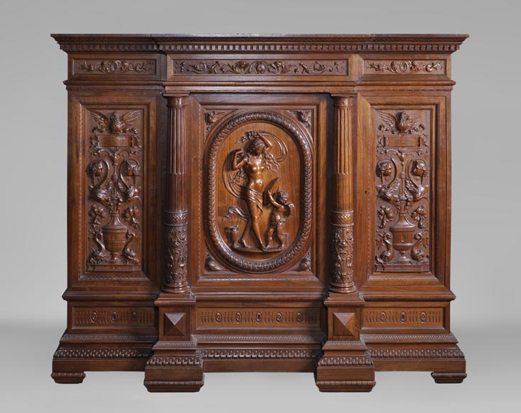 Egisto GAJANI - Very beautiful Neo-Renaissance style carved walnut wood piece of furniture dated from 1876-0