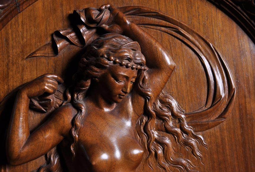 Egisto GAJANI - Very beautiful Neo-Renaissance style carved walnut wood piece of furniture dated from 1876-3