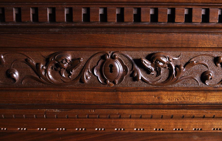 Egisto GAJANI - Very beautiful Neo-Renaissance style carved walnut wood piece of furniture dated from 1876-5