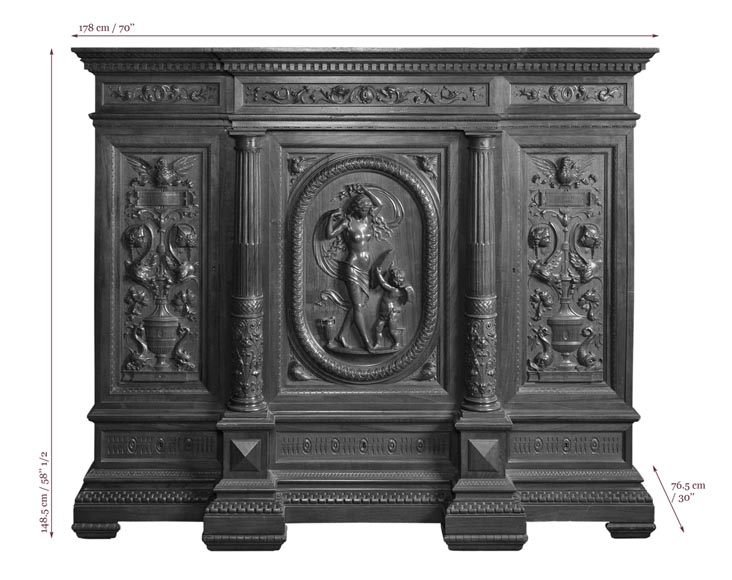 Egisto GAJANI - Very beautiful Neo-Renaissance style carved walnut wood piece of furniture dated from 1876-13