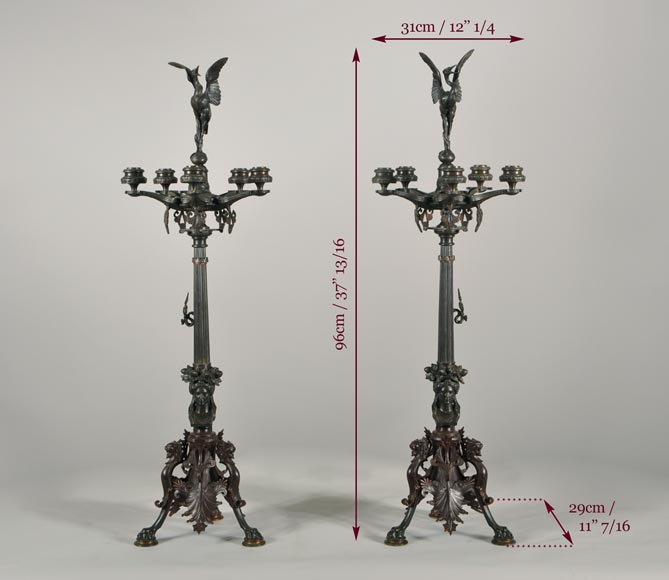 Pair of Candelabras with storks-10