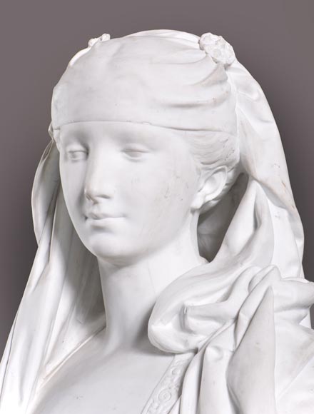 Albert-Ernest Carrier de Belleuse called « CARRIER-BELLEUSE » (1824 - 1887) (after), Bust of a young Lady, Biscuit porcelain-2