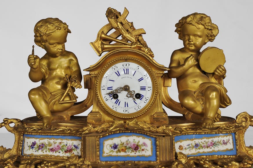 MIROY Frères - Beautiful antique clock with musicians putti -1