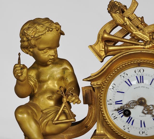 MIROY Frères - Beautiful antique clock with musicians putti -3