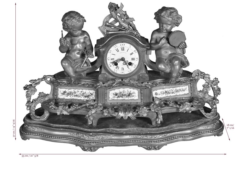 MIROY Frères - Beautiful antique clock with musicians putti -8