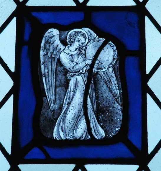 Four stained glasses with greyness angels-0