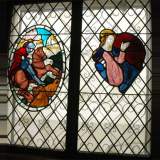 Two stained glasses elements with knight in armor