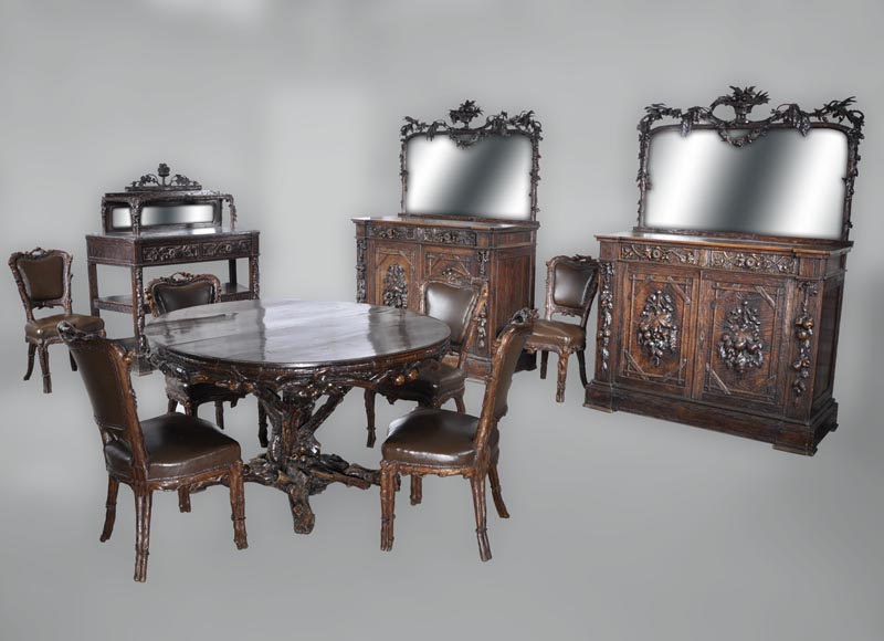 Matthew (1815-1889) and Willem (1816-1881) HORRIX (attrib. to) Important dining room set in "Black Forest" style-0