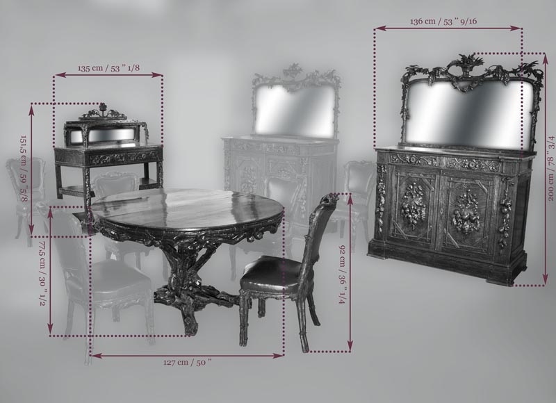 Matthew (1815-1889) and Willem (1816-1881) HORRIX (attrib. to) Important dining room set in "Black Forest" style-17