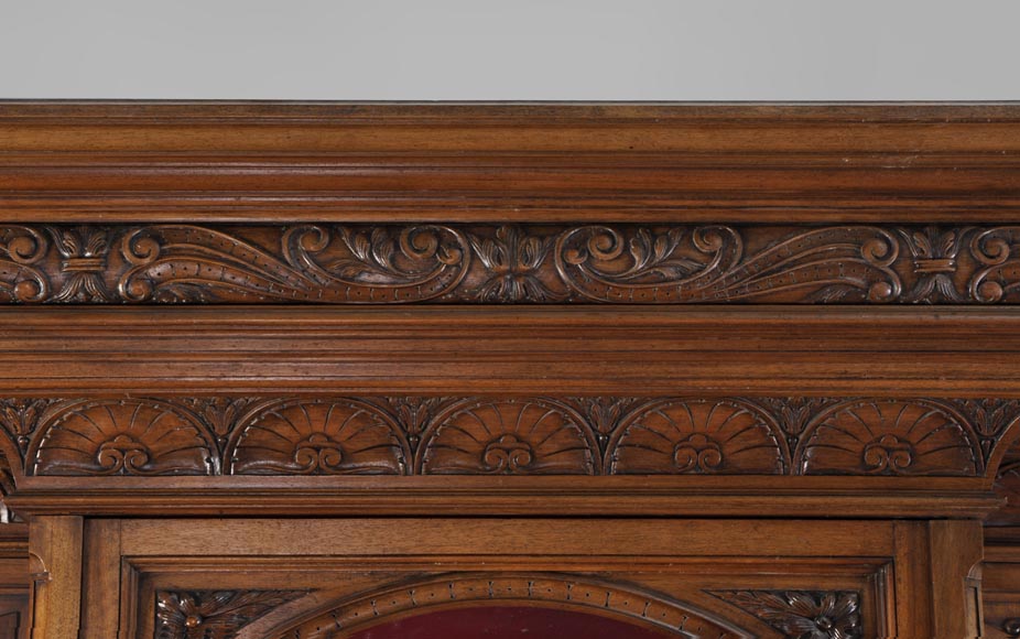 BELLANGER, cabinetmaker - Neo-Renaissance style display cabinet made out of carved walnut with chimeras decor-2