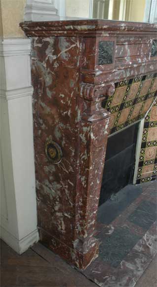 Antique Napoléon III style mantel in Rouge du Nord marble-3