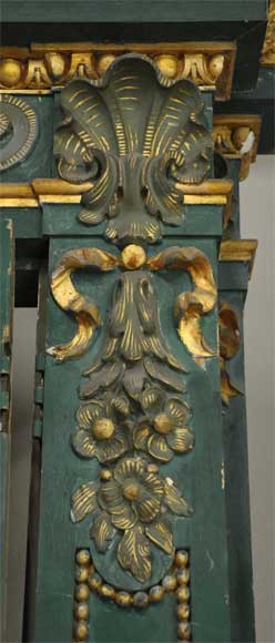 Pair of green doors with a gilded wooden decoration-4
