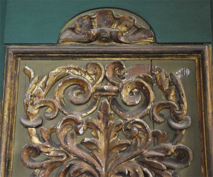 Pair of green doors with a gilded wooden decoration-6