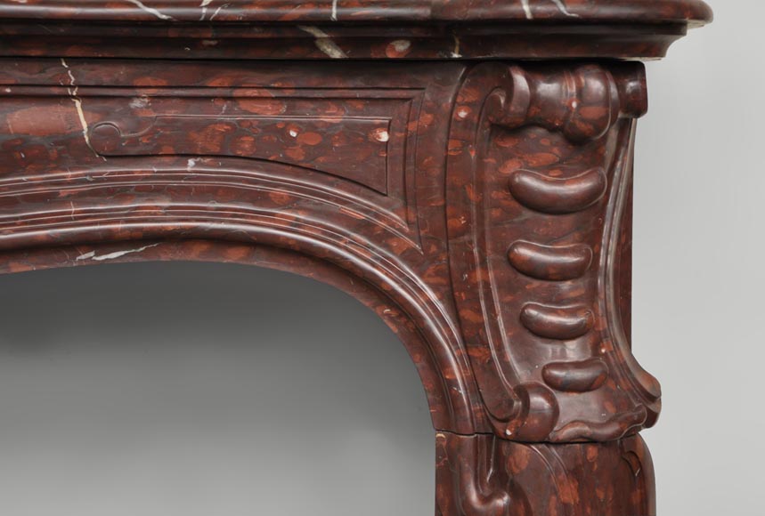 Antique Louis XV style fireplace in Red Griotte marble-5