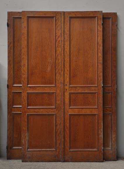 One double-door and two doors made out of mahogany with marquetry frieze decoration-0