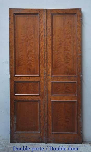 One double-door and two doors made out of mahogany with marquetry frieze decoration-1