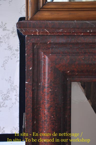 Antique Louis XIV style fireplace made out of Griotte Red marble-3