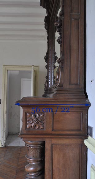 Antique walnut fireplace with Satyr mask-9